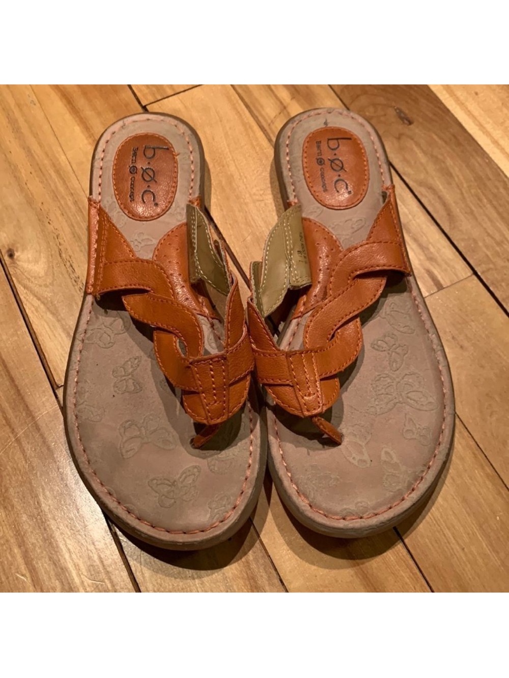 b. o. c. Orange braided strap thong Sandals Size 7
